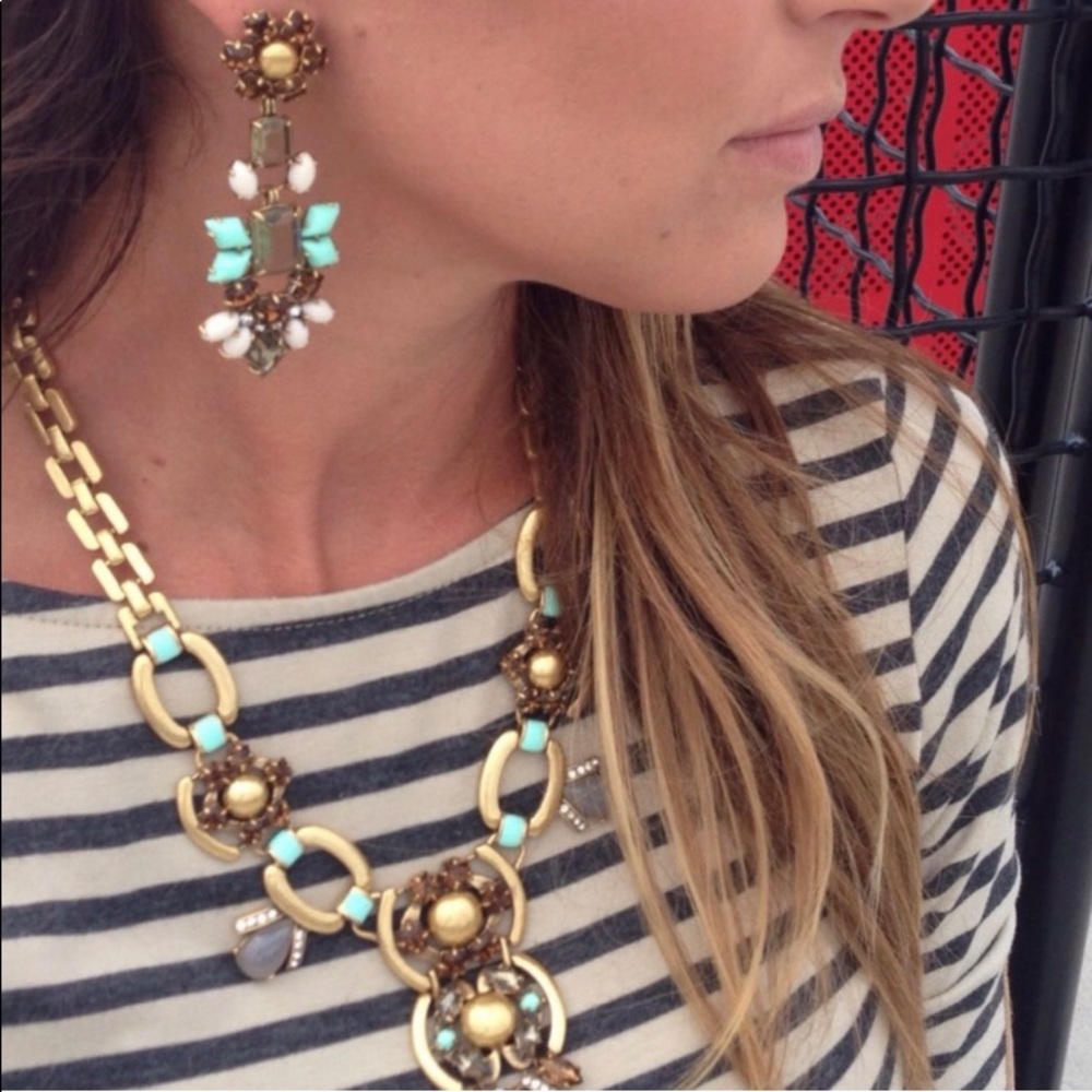 Stella & Dot | Mint/Cognac/Gray Gold Livvy NEW Statement Necklace - Picture 8 of 16